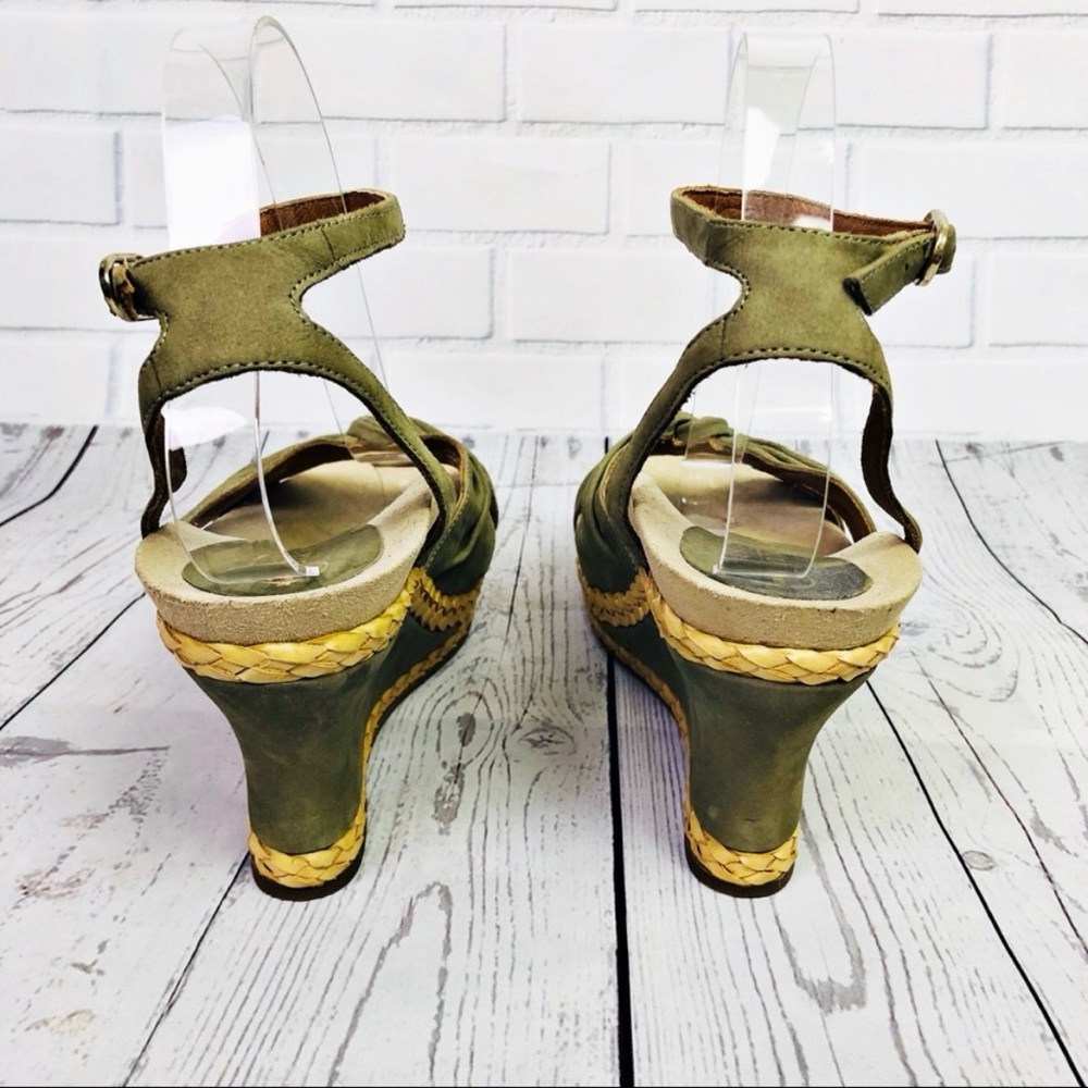 EARTHIES Sonzi Fern Wedge Sandals Green Size 9 - Picture 3 of 8